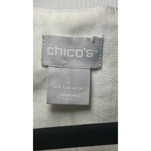 Chicos NWT Embroidered Black White LS Jacket Topper Floral Sequin 2 L 12 14 - Picture 5 of 7